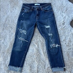 KanCan Distressed Ankle Jeans Women’s Size 7/27 Raw Hem Medium Wash